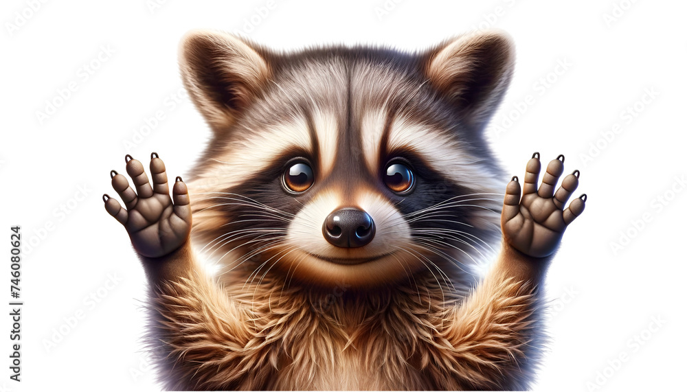 Obraz premium Realistic portrait of a cute raccoon