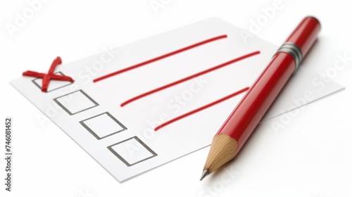 a red pen is on a checklist
