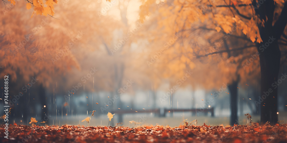 Autumn weather in the park Autumn atmosphere Background wallpaper

 - obrazy, fototapety, plakaty 