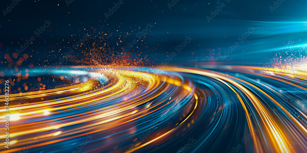 Traffic on highway at night with long-exposure effect - AI Generated Traffic on highway at night with long-exposure effect - AI Generated