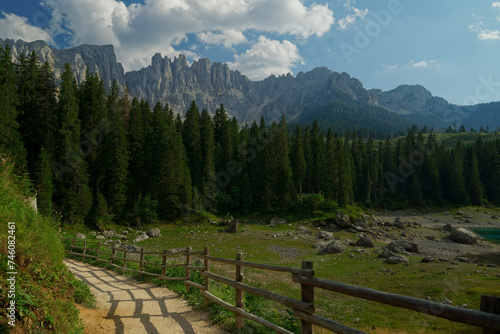 Road of the hiking at Lago di Carezza - Karersee - Dolomites italian's Alps