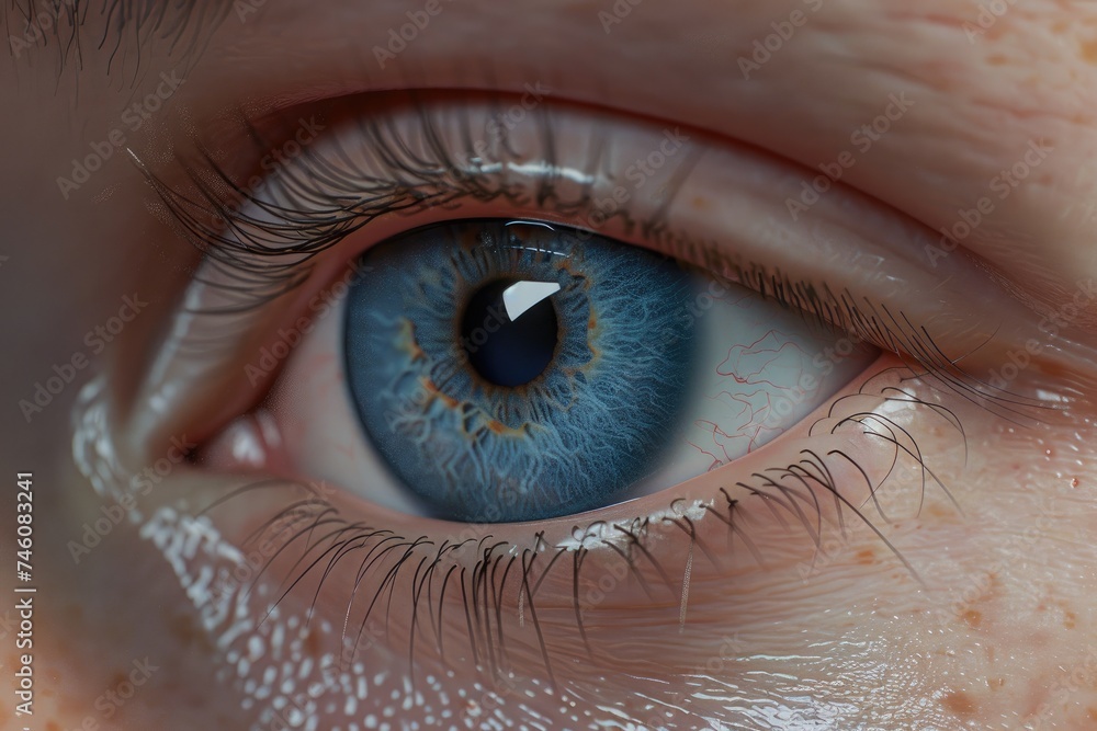 Fototapeta premium macro shot of the human eye blue color