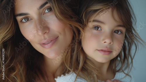 Mother-daughter love illuminated in golden hour light, capturing the essence of family, with ample space for text, perfect for lifestyle articles