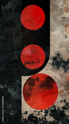 Abstract art painting. red moon or sun, Posters, covers, prints. Abstract wall art. Digital interior art.