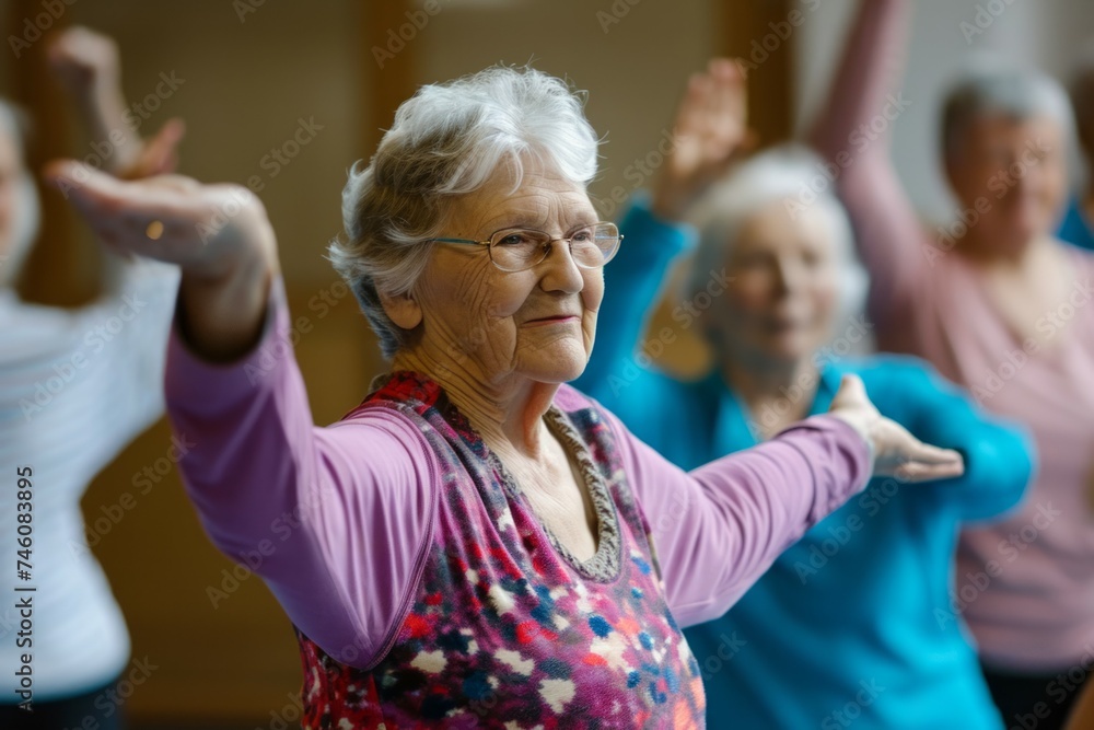 Group Zumba classes. Backdrop with selective focus and copy space Group Zumba classes. Backdrop with selective focus and copy space