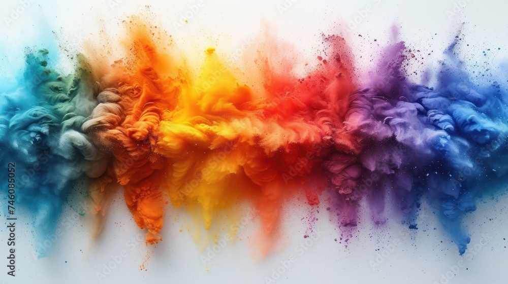Fototapeta premium a group of multicolored smokes on a white background that appears to be colored in different shades of blue, red, yellow, green, orange, and pink.