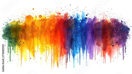  a group of multicolored paint splattered on the side of a white wall with lots of paint splatters on the bottom of the wall and bottom half of the wall.