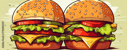 Cartoon burger vector isolated illustration