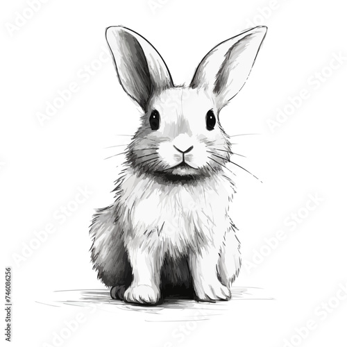 Cute rabbit hand drawn sketch. Vector illustration design.