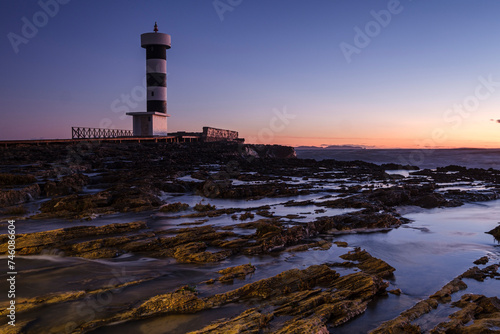 strong waves on the Puntassa lighthouse in Colònia de Sant Jordi, ses Salines, Mallorca, Balearic Islands, Spain