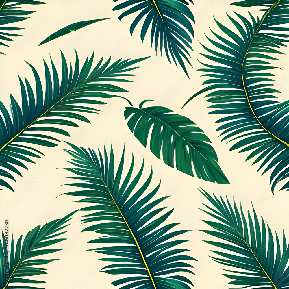 seamless pattern with palm leaves