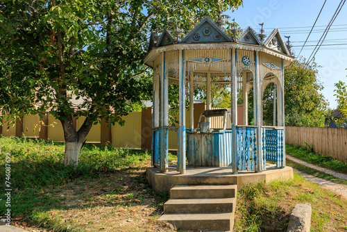 Village well. Background with selective focus and copy space photo