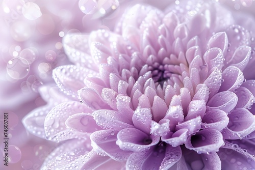 Close-up of vibrant purple flower with morning dew
