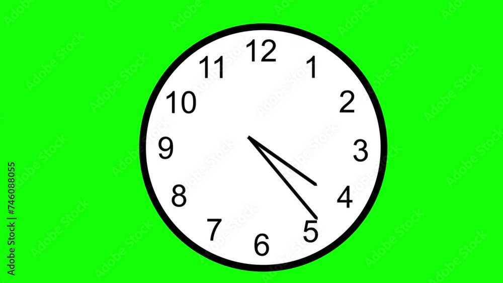 Simply animated clock counting up to 24 hours with green screen. Simply animated clock counting up to 24 hours with green screen.