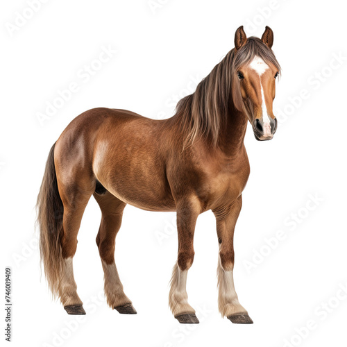 Brown horse on white or transparent background