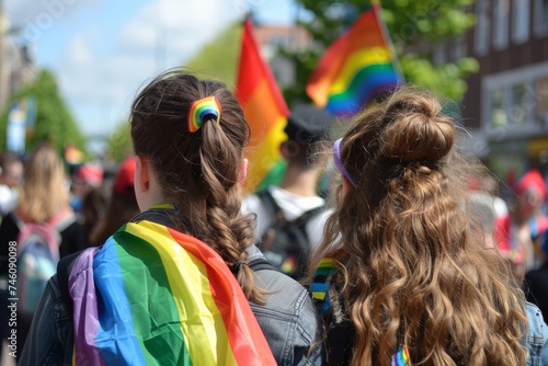 LGBTQ Pride genderqueer. Rainbow love union colorful cordovan diversity Flag. Gradient motley colored figure drawing LGBT rightsparade biromantic love pride community