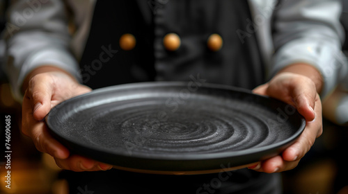 Waiter Holding an Empty Tray photo