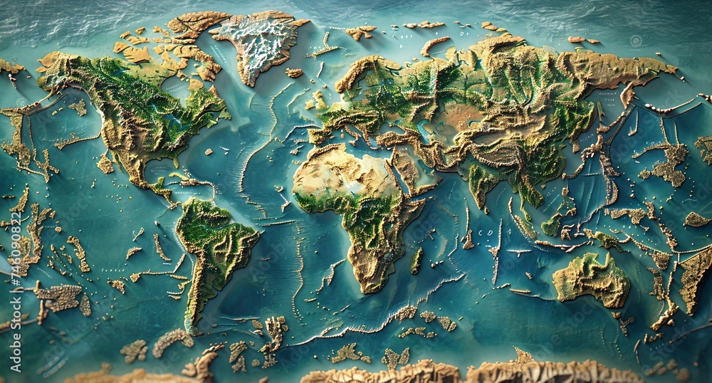 3D world map illustration 3D world map illustration