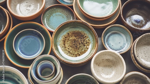 a close up of a bunch of bowls with different colors and sizes of bowls on top of eachother.