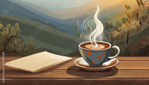 Xícara de café com espaço para uma mensagem ou texto de bom dia, reflexão e outros photo