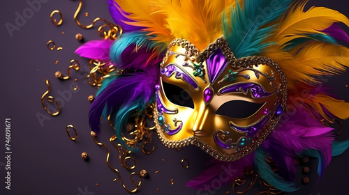 Wallpaper Mural Top view of carnival mask decorated with feathers and beads Torontodigital.ca