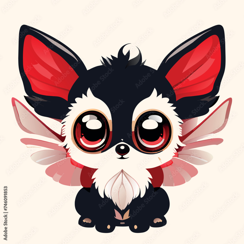 cute insect puppy, highly detailed fur, white background, fluffy, symmetrical, magical cinematic, focused, 8k,, vector illustration kawaii