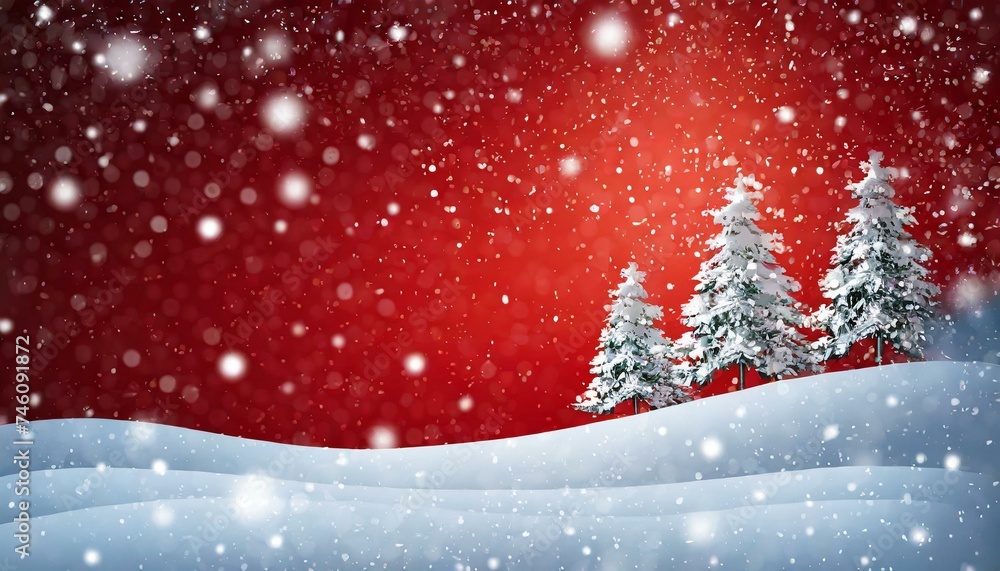 rrière-plan rouge neige. Le design hivernal enneigé de Noël. 