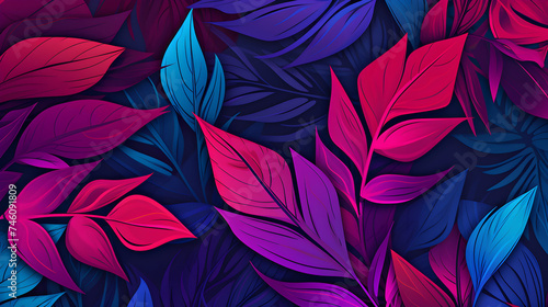 seamless pattern with leaves, Purple leaves are arranged in a pattern on a purple background © Zafar