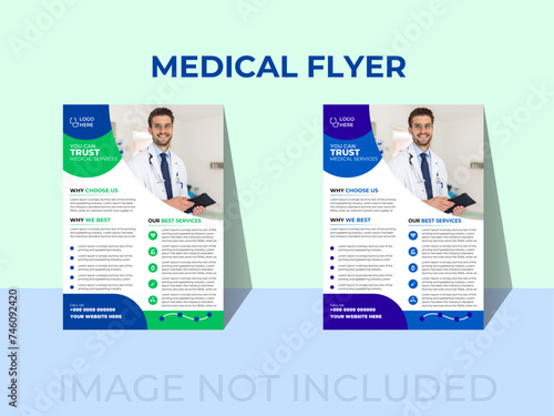 Healthcare Flyer Layout with Blue and Green Design