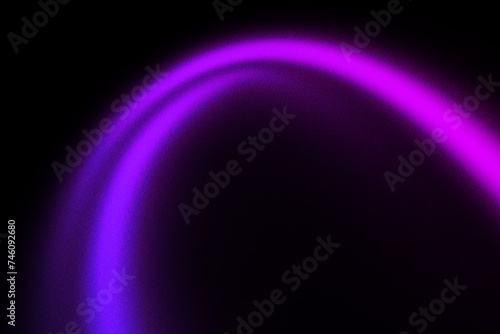 Purple grainy gradient background. Dynamic abstract glowing shape line on black backdrop. Design for banners, posters and headers.