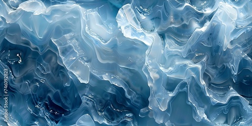 Icy waves featuring crysta. Concept Ice formations, Frozen landscapes, Icy beauty, Winter wonderland, Crystal clear waters