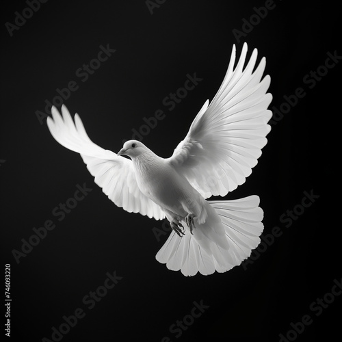 平和のシンボル。羽ばたく鳩