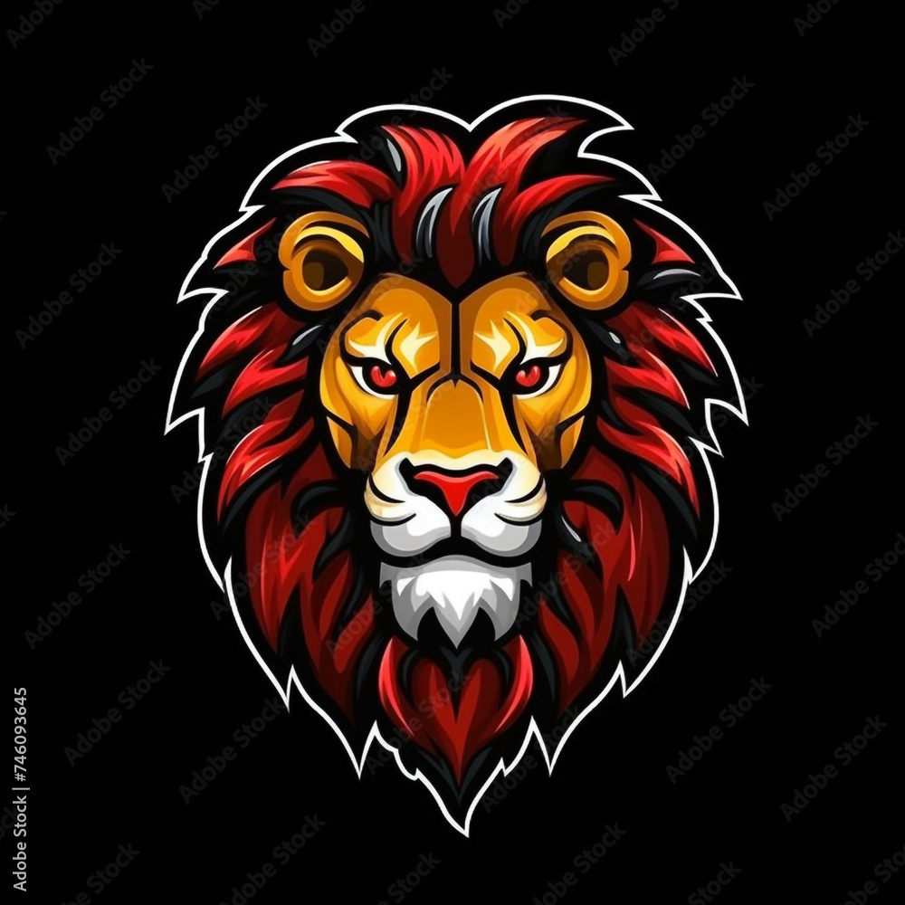 logo lion on black background сreated with Generative Ai