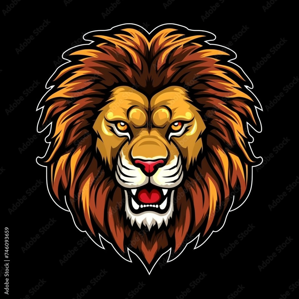 logo lion on black background сreated with Generative Ai logo lion on black background сreated with Generative Ai