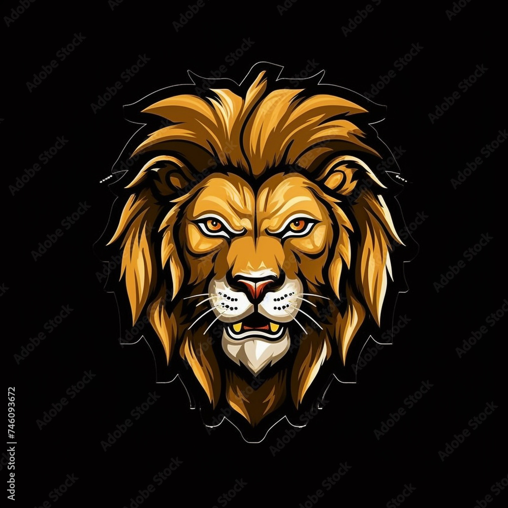 logo lion on black background сreated with Generative Ai logo lion on black background сreated with Generative Ai