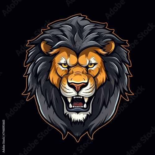 logo lion on black background сreated with Generative Ai