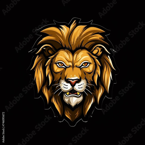 logo lion on black background сreated with Generative Ai © Andrii Yablonskyi