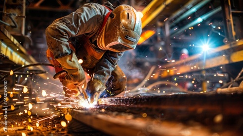 Welder Working on Metal Piece