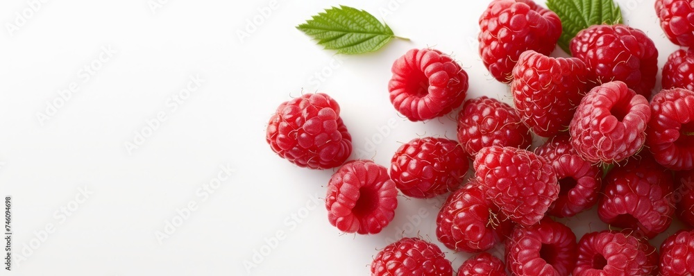 raspberries on a white background with space for text. raspberries on a white background with space for text.