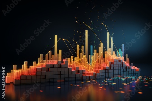 Stock market investment trading 3D graph in graphic concept suitable for financial investment