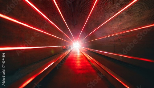 Lumière rouge radiale à travers le tunnel qui brille dans l'obscurité pour les modèles impri.jpg, Firefly Lumière rouge radiale à travers le tunnel qui brille dans l'obscurité  photo