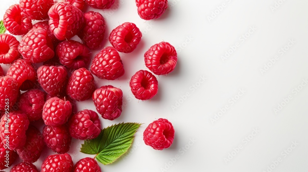 raspberries on a white background with space for text. raspberries on a white background with space for text.