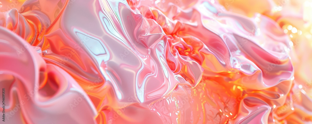 Obraz premium A dreamlike swirl of translucent pink and orange hues evokes a soft, ethereal atmosphere in this abstract image.