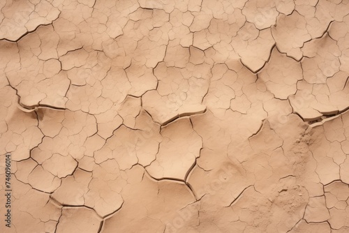 Close-up of cracked dry earth, symbolizing drought. Arid Earth Texture