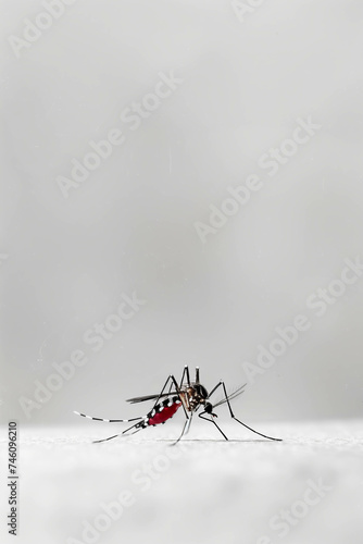 Closeup of Aedes mosquito on white background. © S photographer
