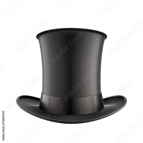 Cylinder black top hat on white or transparent background