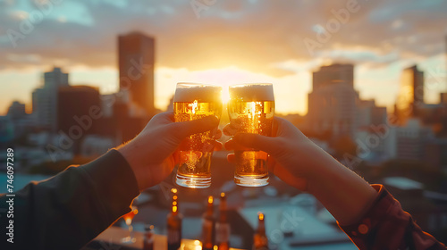 Amigos aproveitando momentos felizes em um café aconchegante rindo e brindando com taças de vinho tinto photo