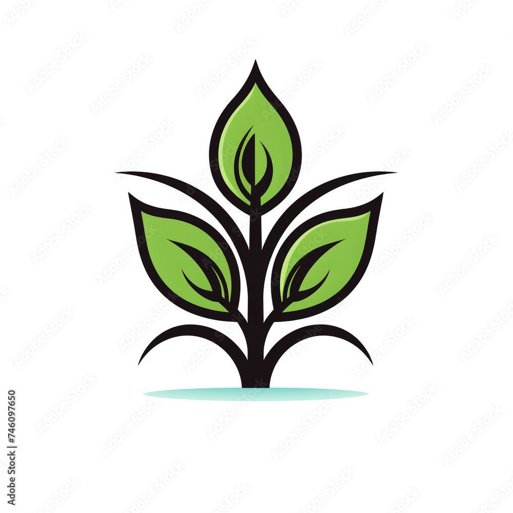 ecology sprout, sharp clean and bold black vector lines, triadic Flat color, isolated on white сreated with Generative Ai