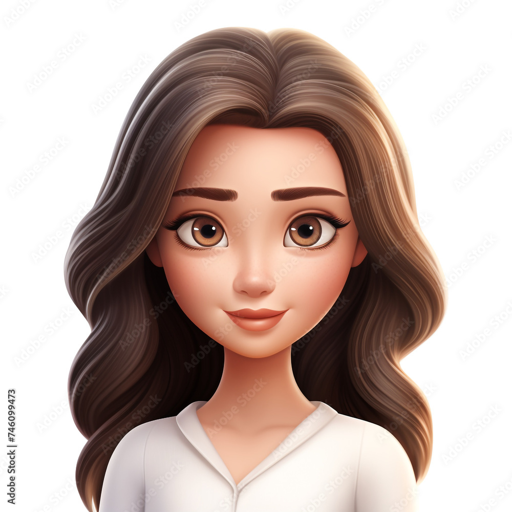 memoji cute woman on white background сreated with Generative Ai memoji cute woman on white background сreated with Generative Ai