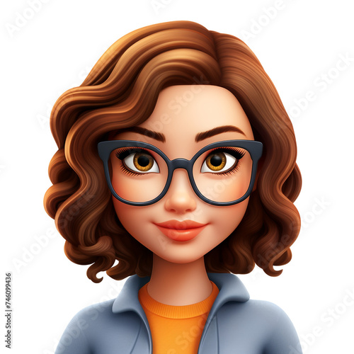 memoji cute woman on white background сreated with Generative Ai